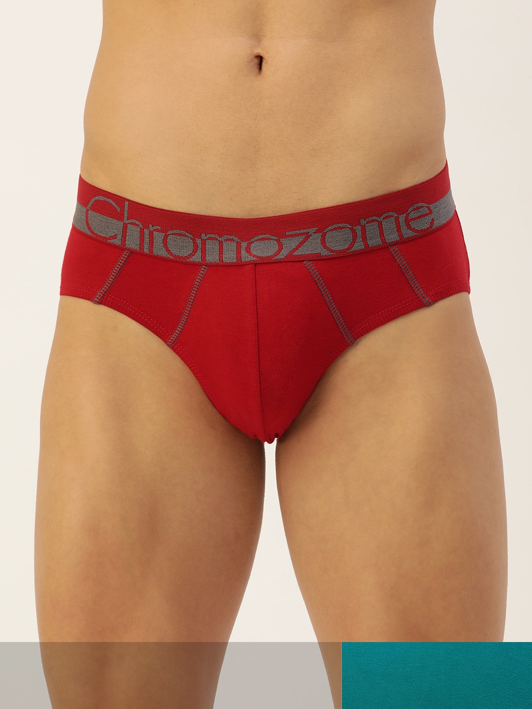 

Chromozome Men Pack of 2 Solid Basic Briefs 8902733552523-V61, Turquoise blue