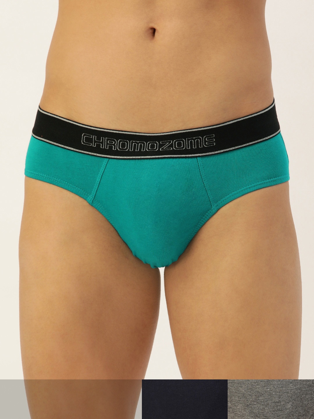 

Chromozome Men Pack Of 3 Solid Briefs- 8902733545174, Turquoise blue