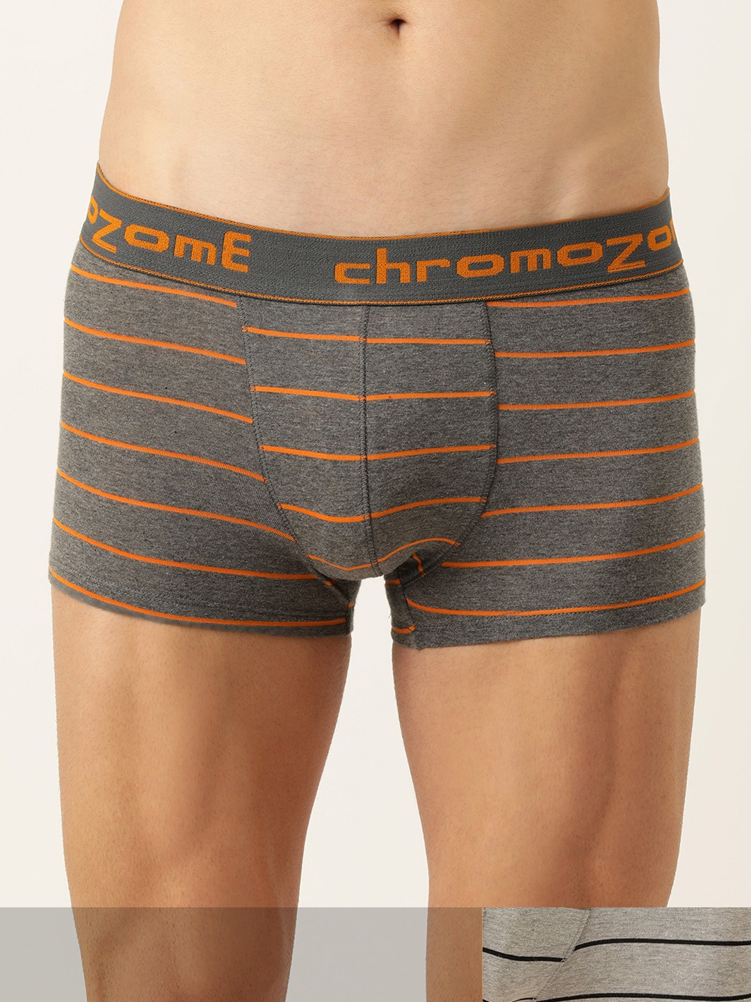 

Chromozome Men Pack of 2 Striped Trunks, Charcoal