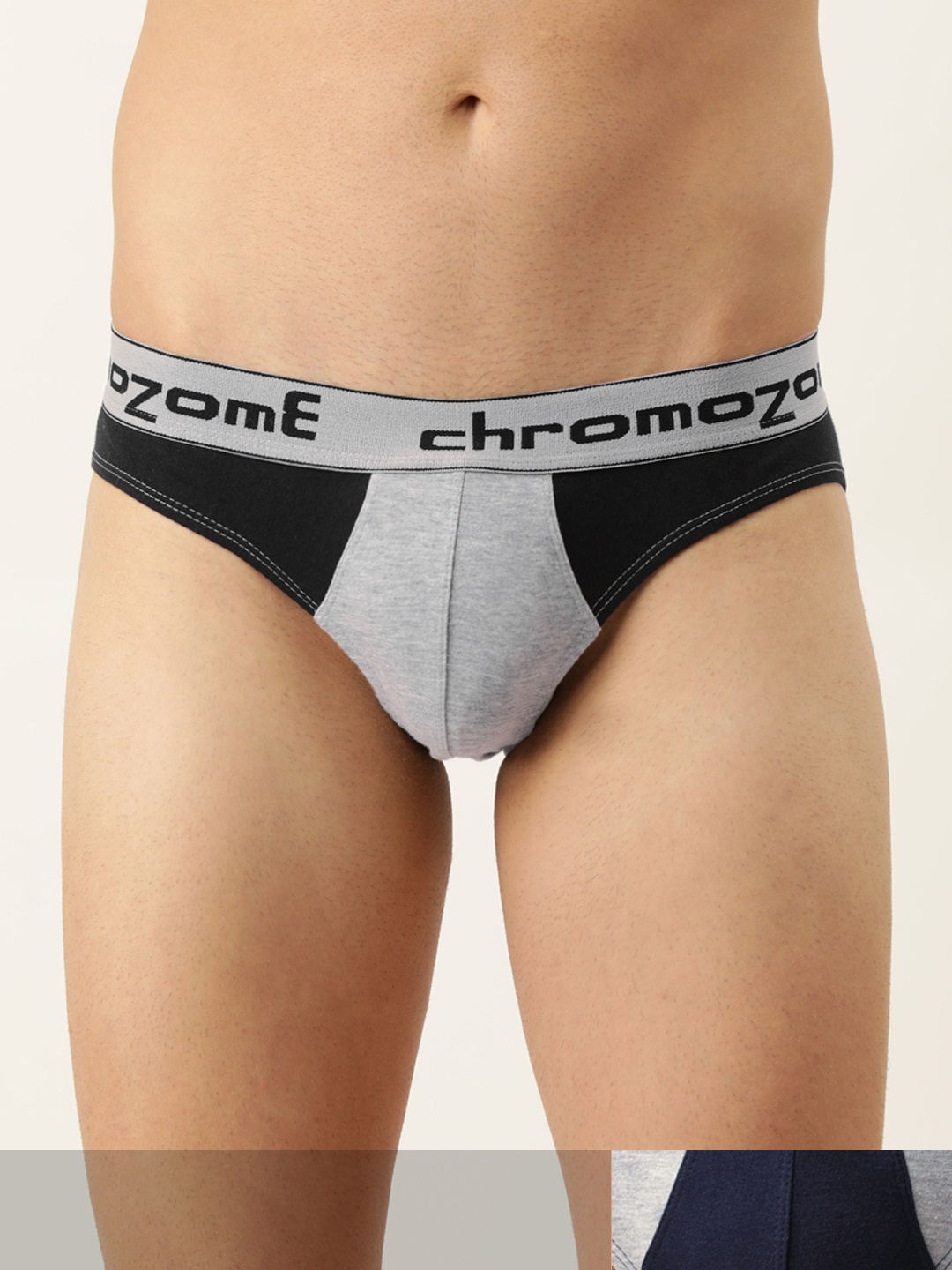 

Chromozome Men Pack of 2 COlourblocked Printed Briefs-8902733575102, Grey