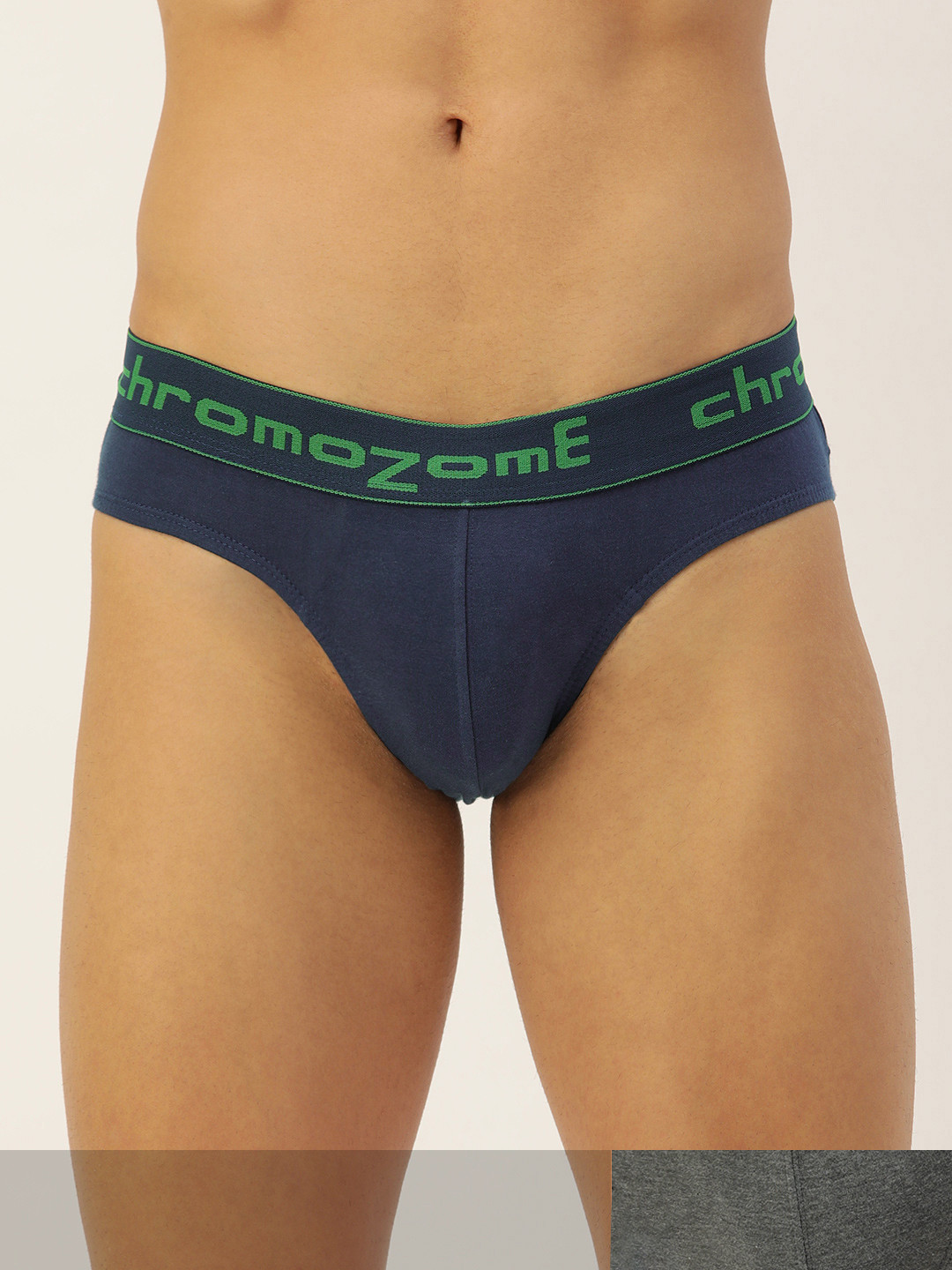 

Chromozome Men Pack of 2 Solid Basic Briefs 8902733545808, Charcoal