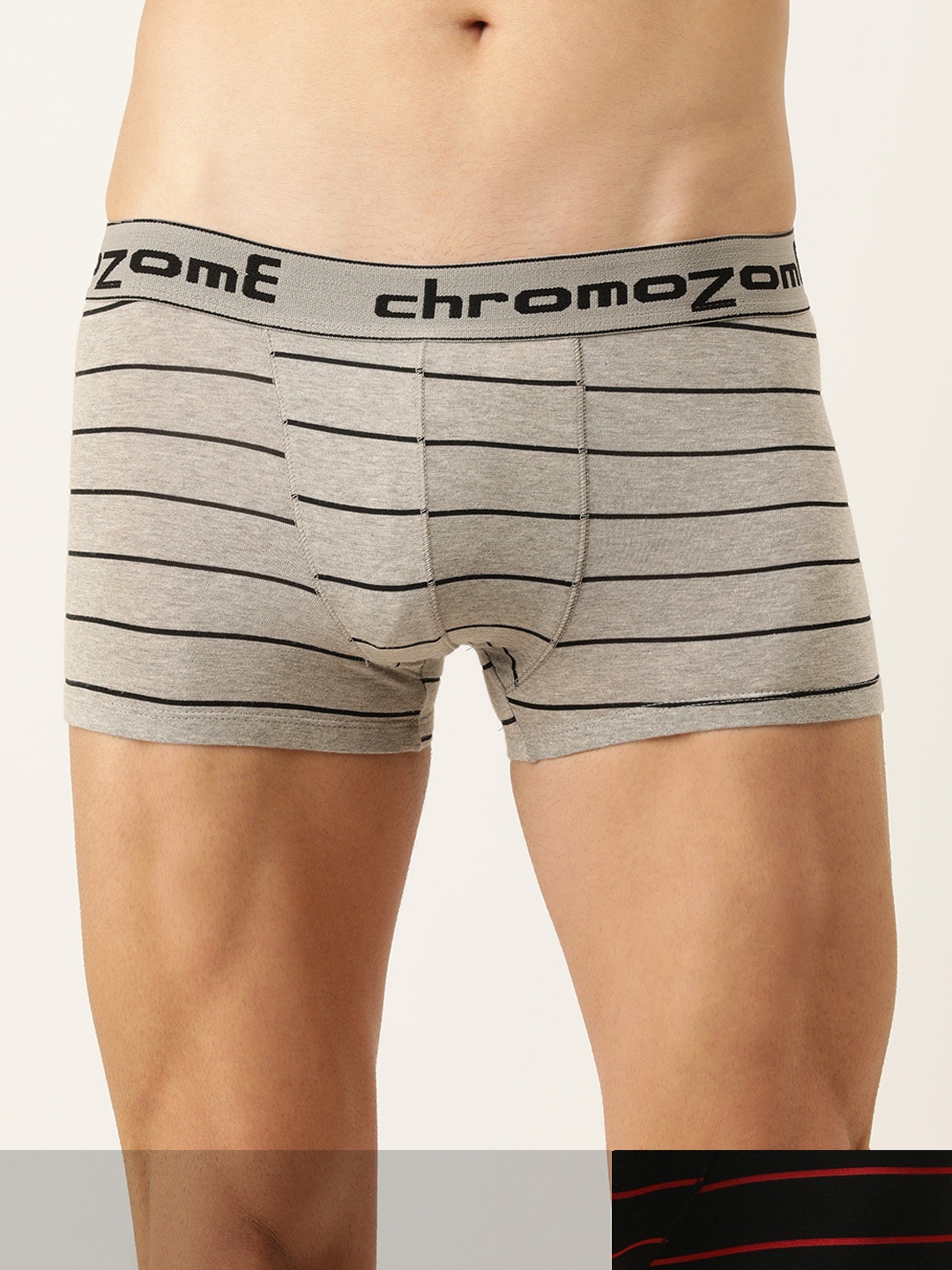 

Chromozome Men Pack of 2 Striped Trunks, Black