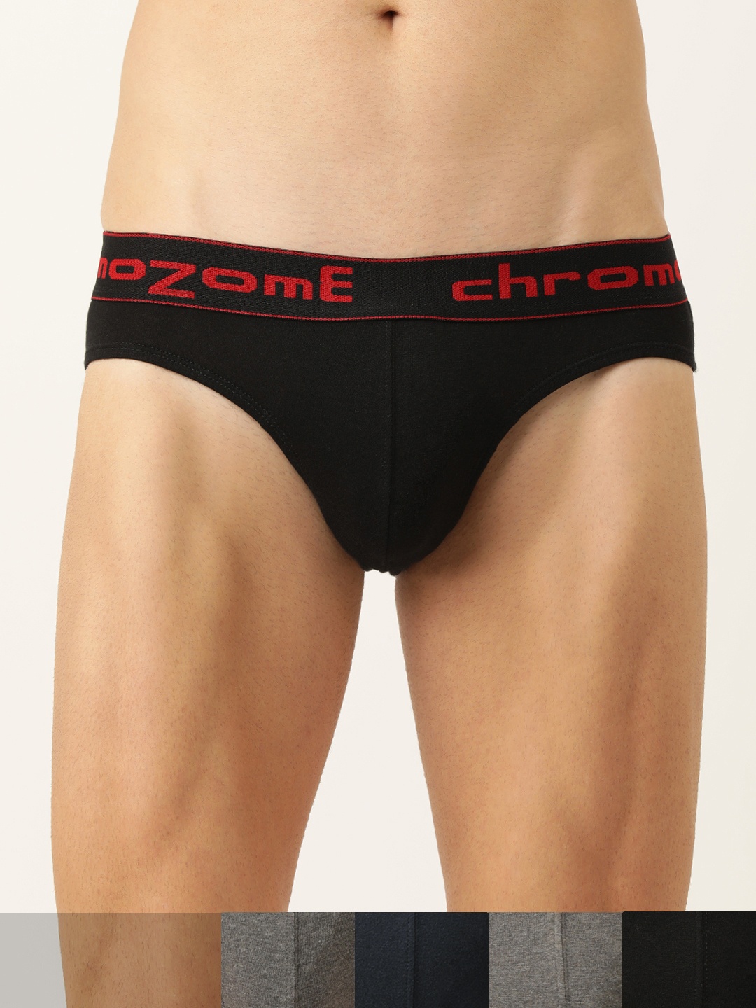 

Chromozome Men Pack of 5 Solid Pure Cotton Basic Briefs 8902733574983-V172, Charcoal
