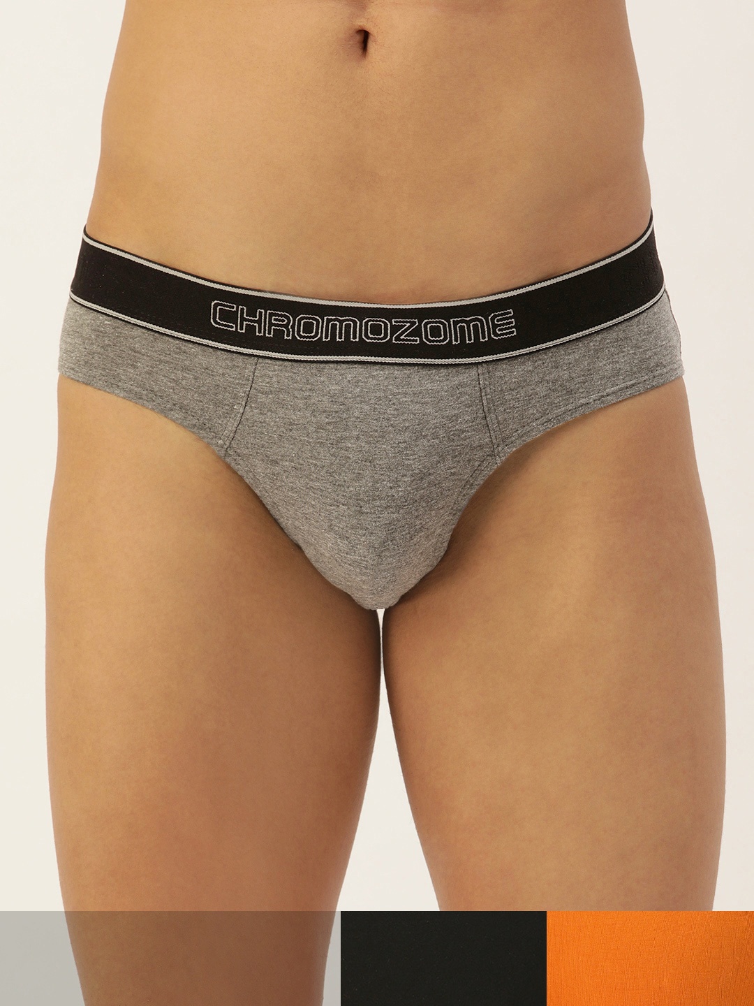 

Chromozome Men Pack Of 3 Solid Briefs- 8902733545259, Orange