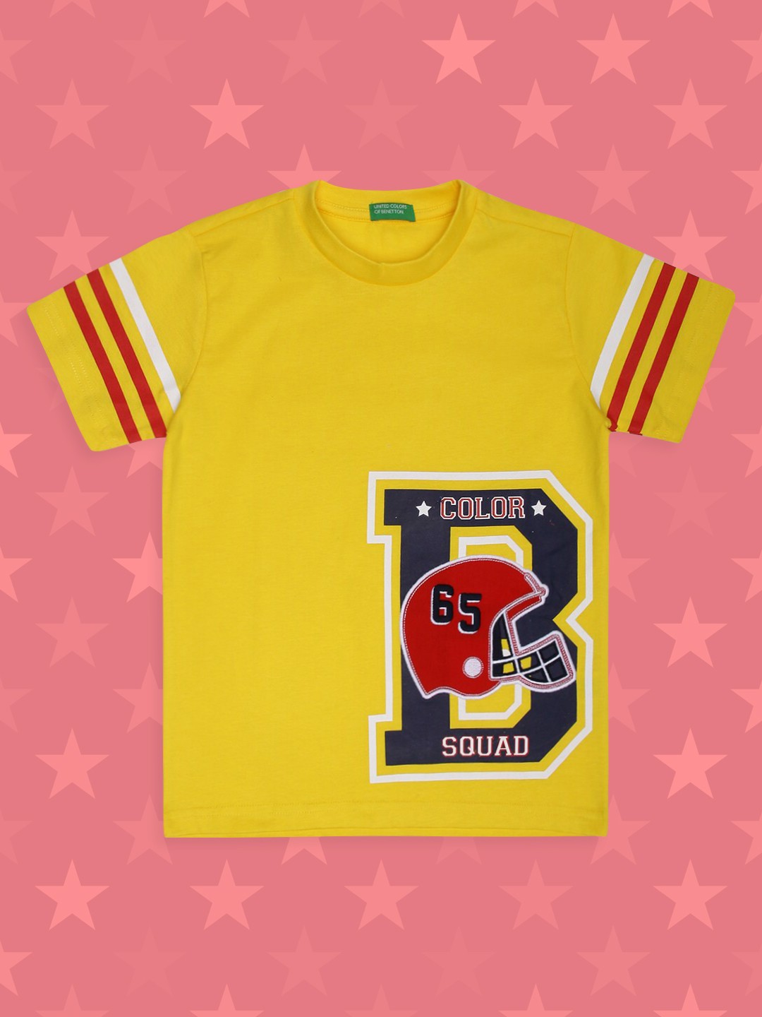 

United Colors of Benetton Boys Yellow Graphic Printed Cotton T-shirt