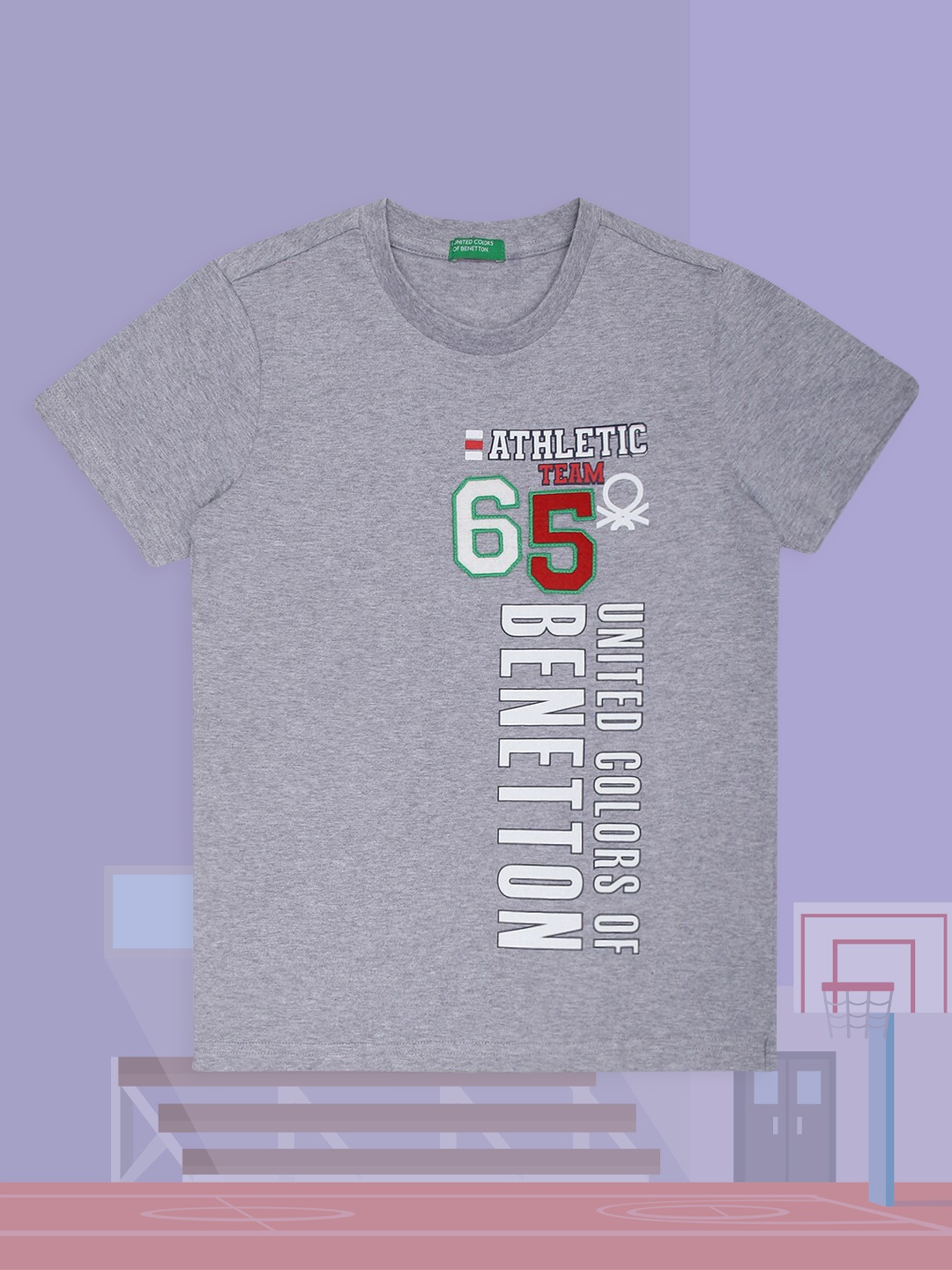 

United Colors of Benetton Boys Grey & White Typography Printed T-shirt