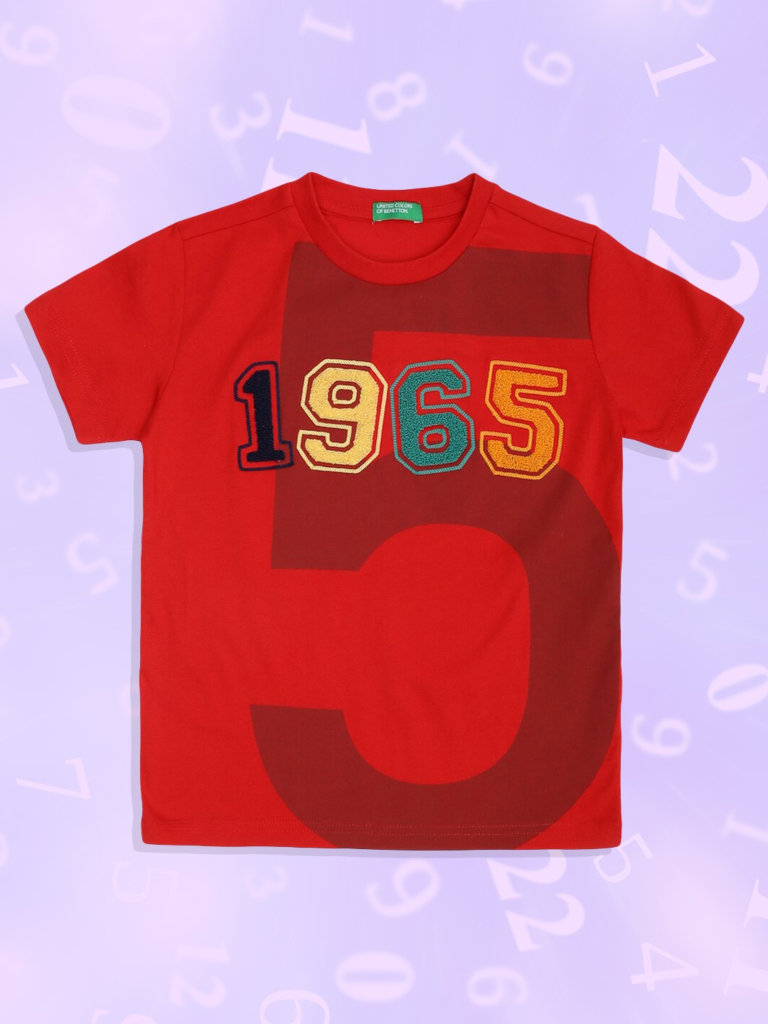 

United Colors of Benetton Boys Red & Blue Typography Printed T-shirt