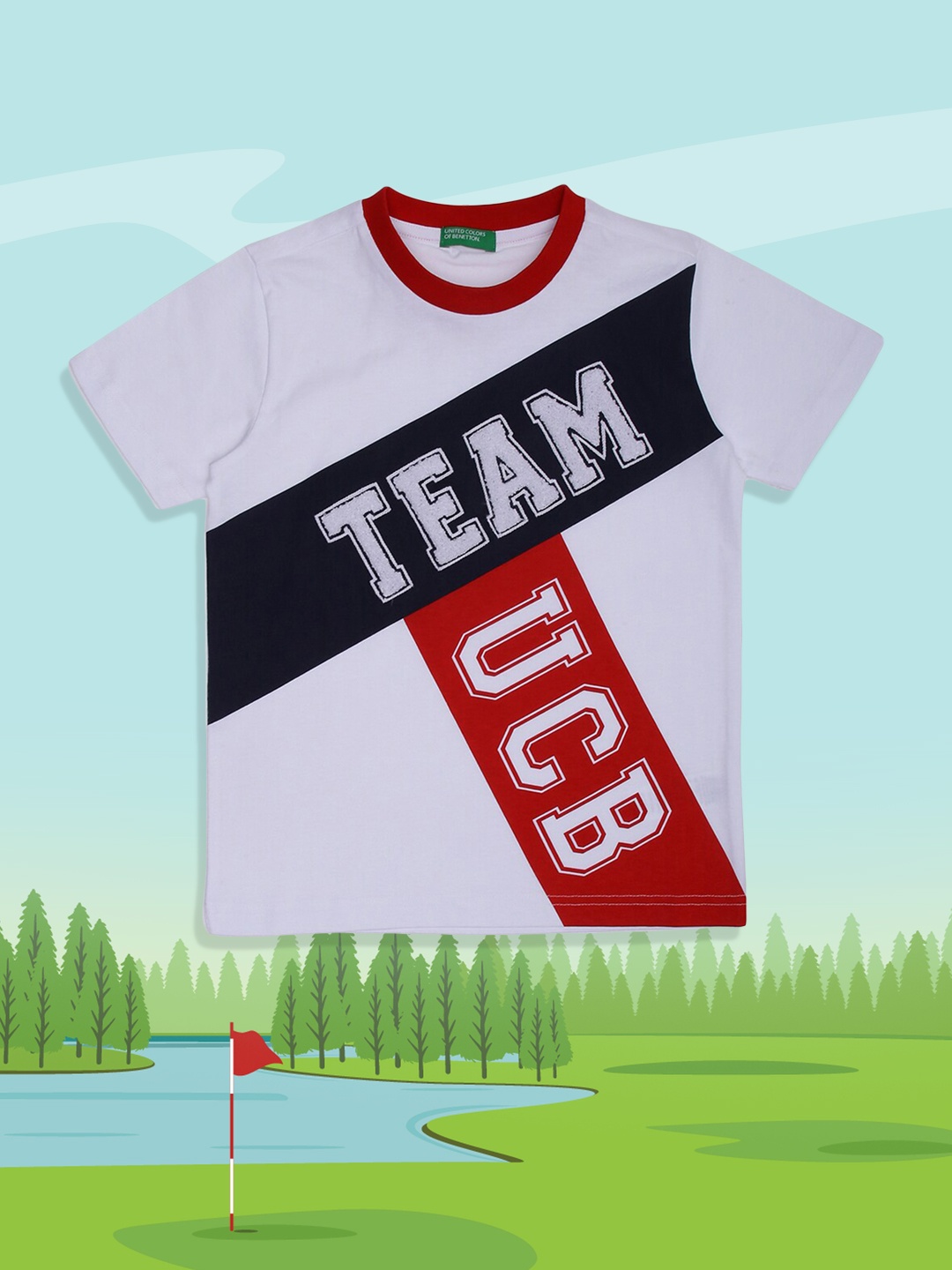 

United Colors of Benetton Boys White & Red Typography Printed T-shirt
