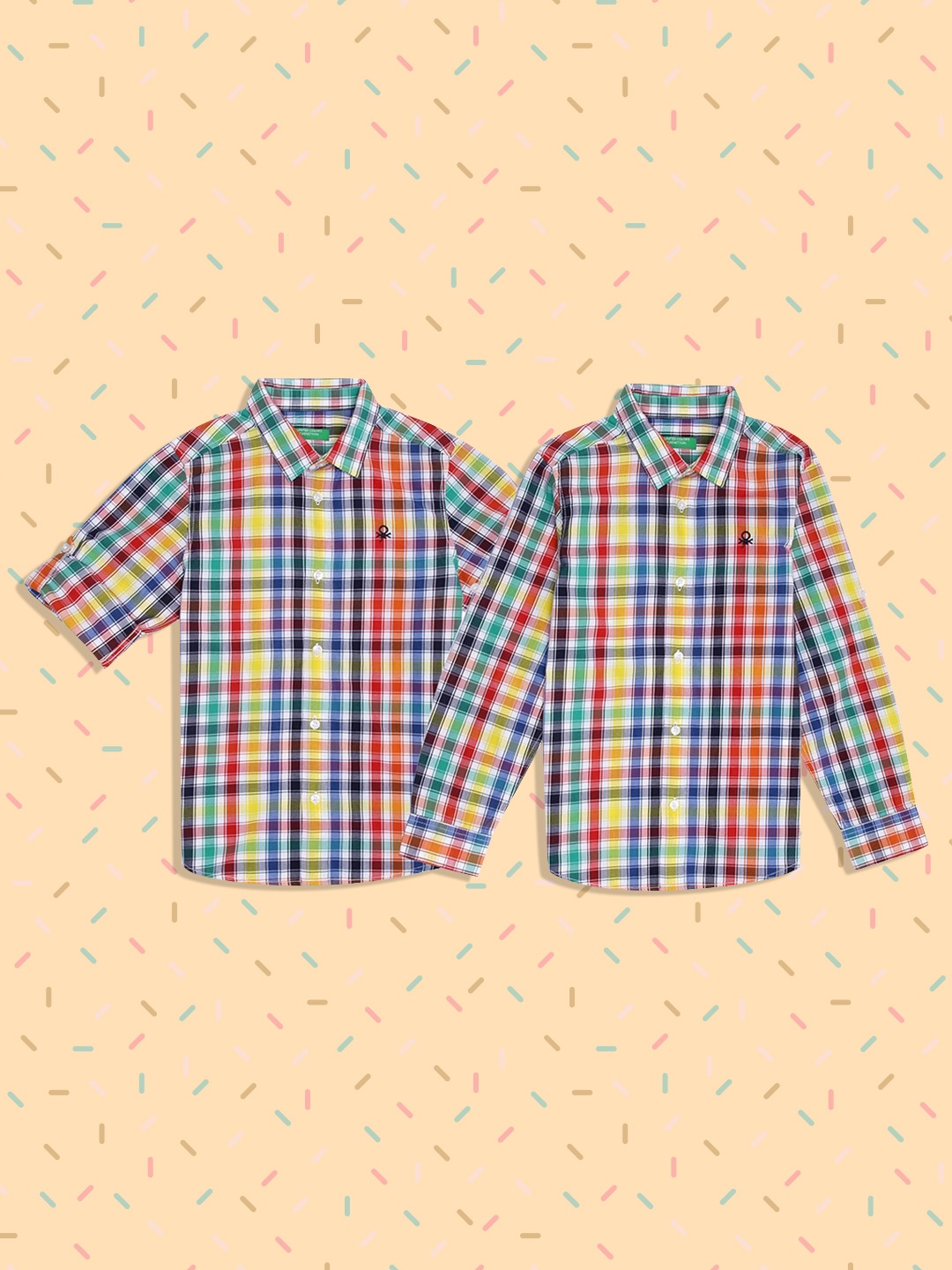 

United Colors of Benetton Boys Pack Of 2 Pure Cotton Casual Shirts, Green