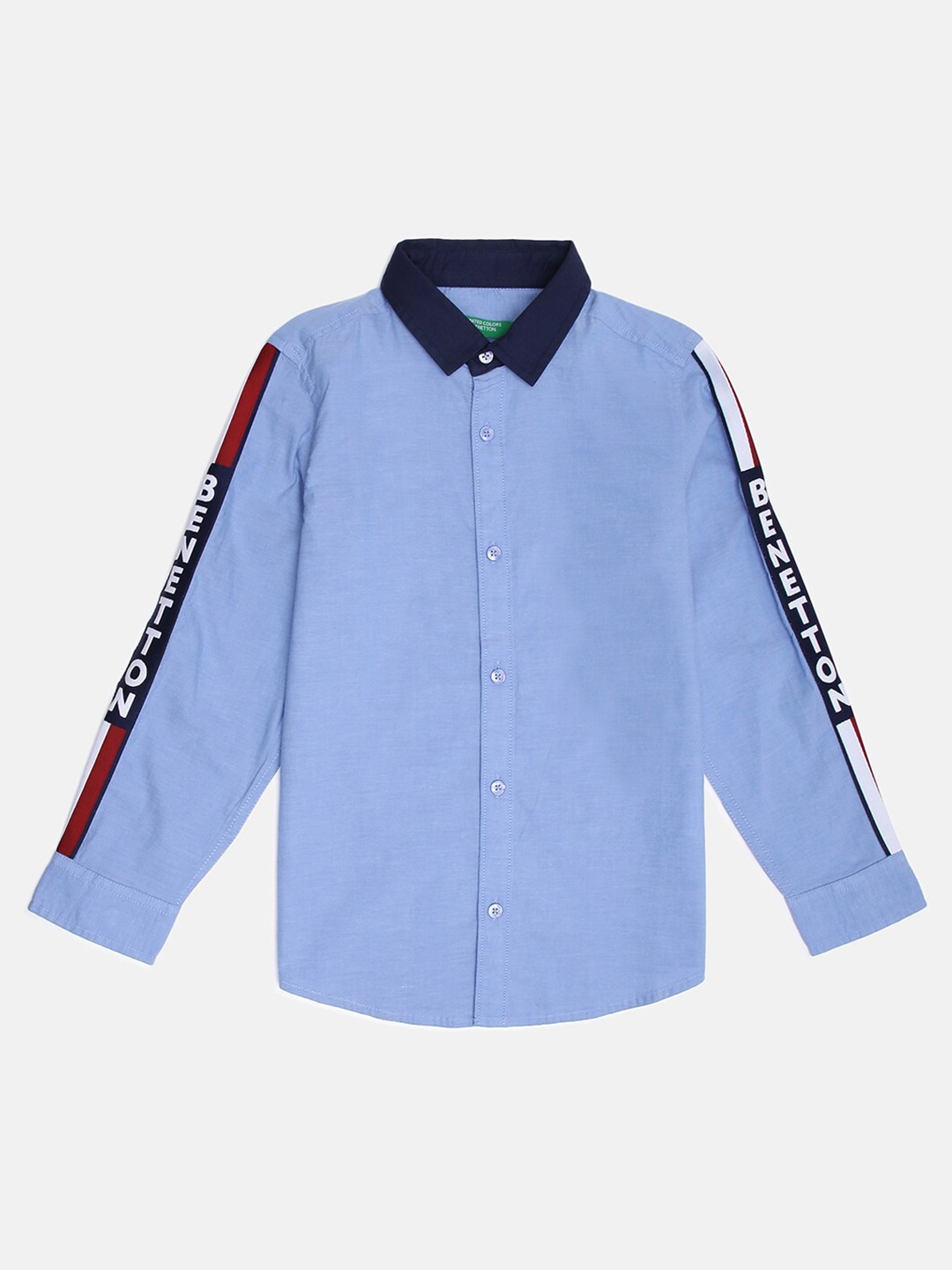 

United Colors of Benetton Boys Blue Solid Cotton Casual Shirt