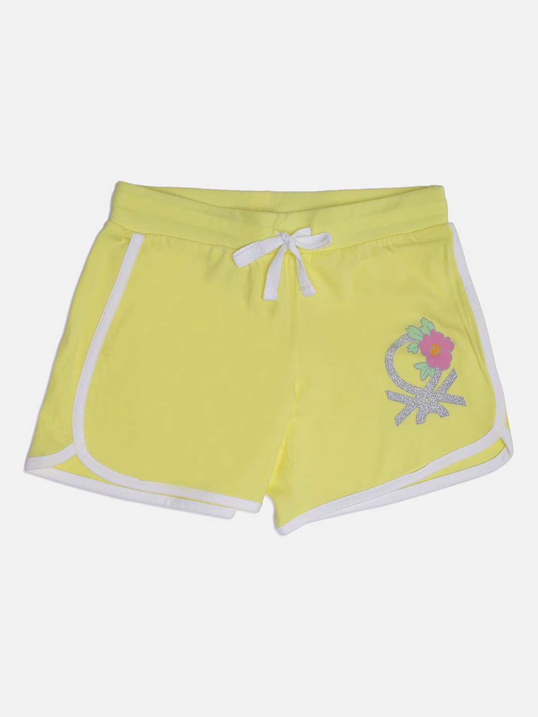 

United Colors of Benetton Girls Yellow Printed Cotton Shorts