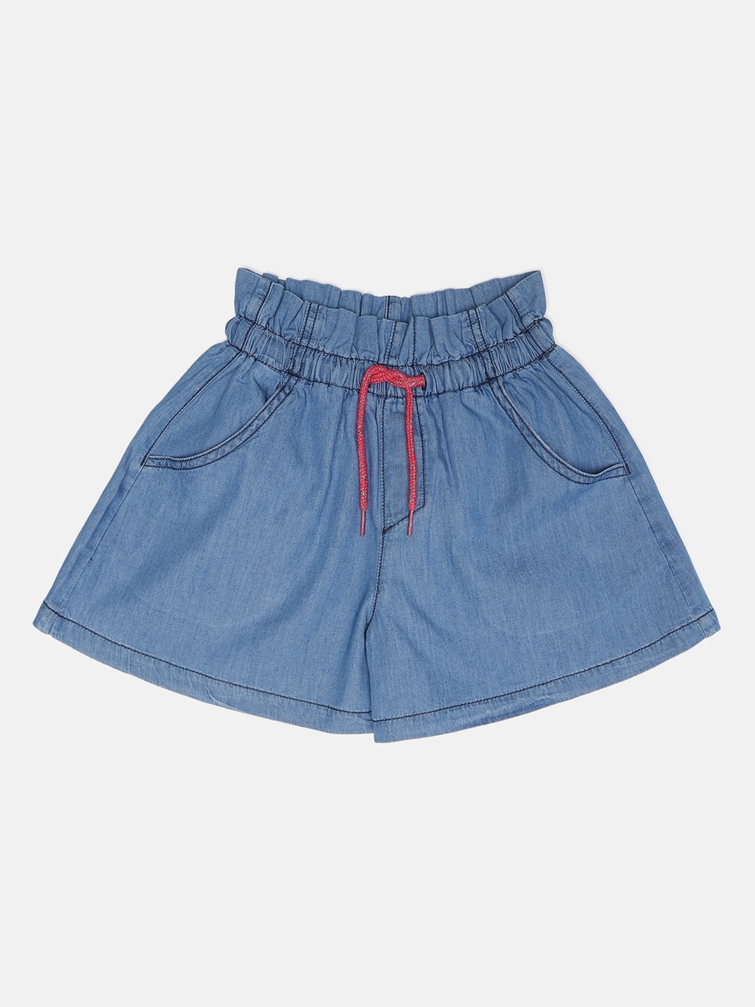 

United Colors of Benetton Girls Blue Denim Cotton Shorts