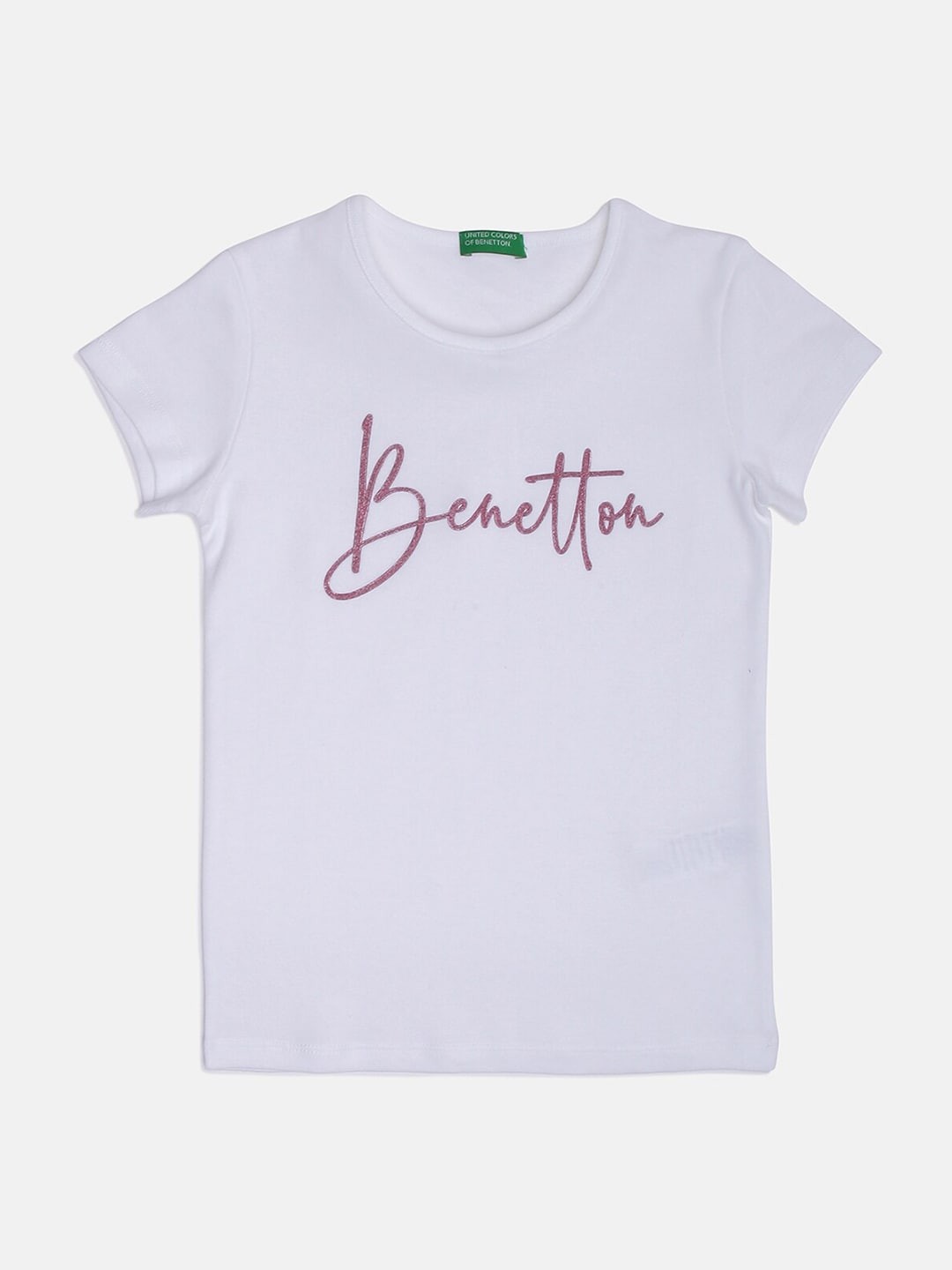 

United Colors of Benetton Girls White Typography Printed Cotton T-shirt