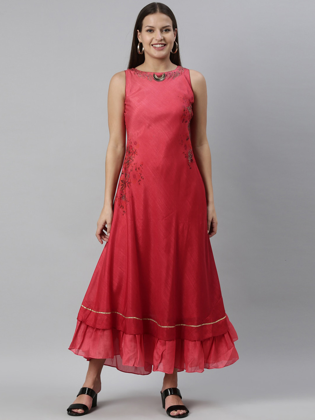 

Neerus Women Pink Printed Anarkali Kurta