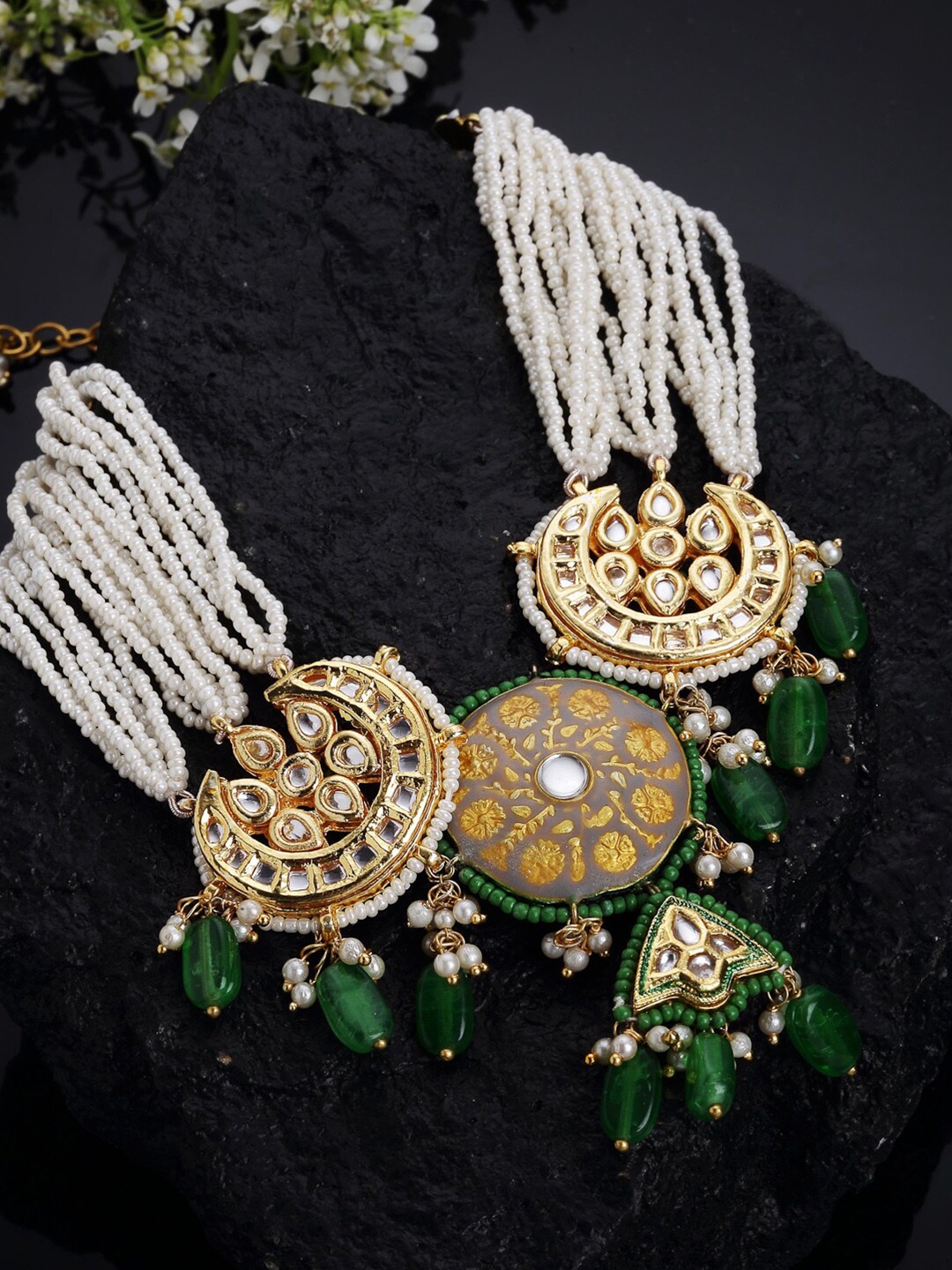 

DUGRISTYLE Gold-Plated & Green Sterling Silver Necklace