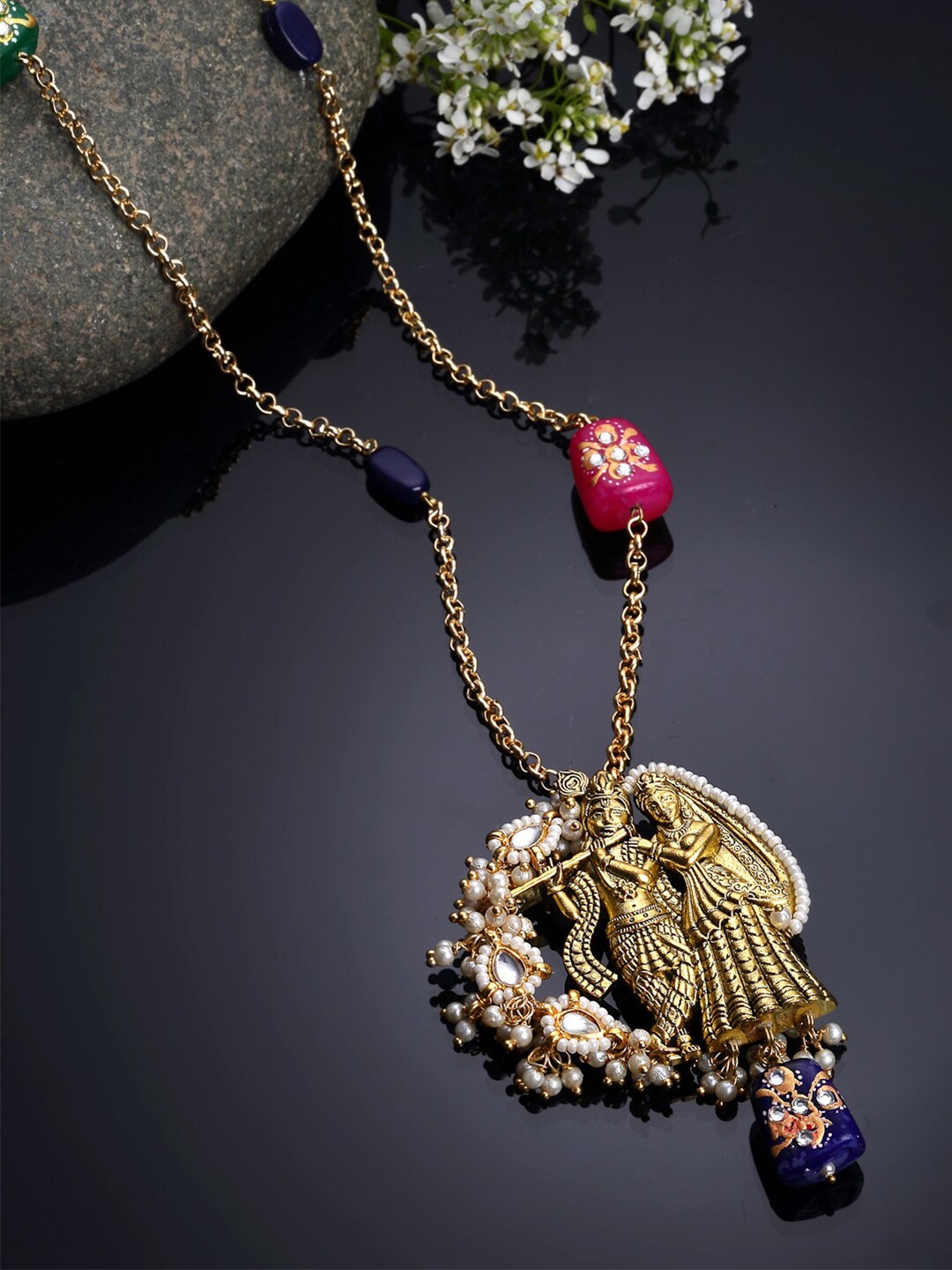 

DUGRISTYLE Gold-Plated & Green Sterling Silver Necklace