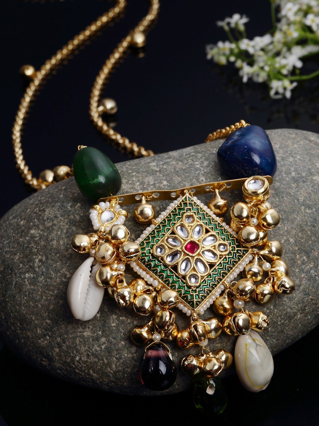 

DUGRISTYLE Gold-Plated & Blue Sterling Silver Necklace