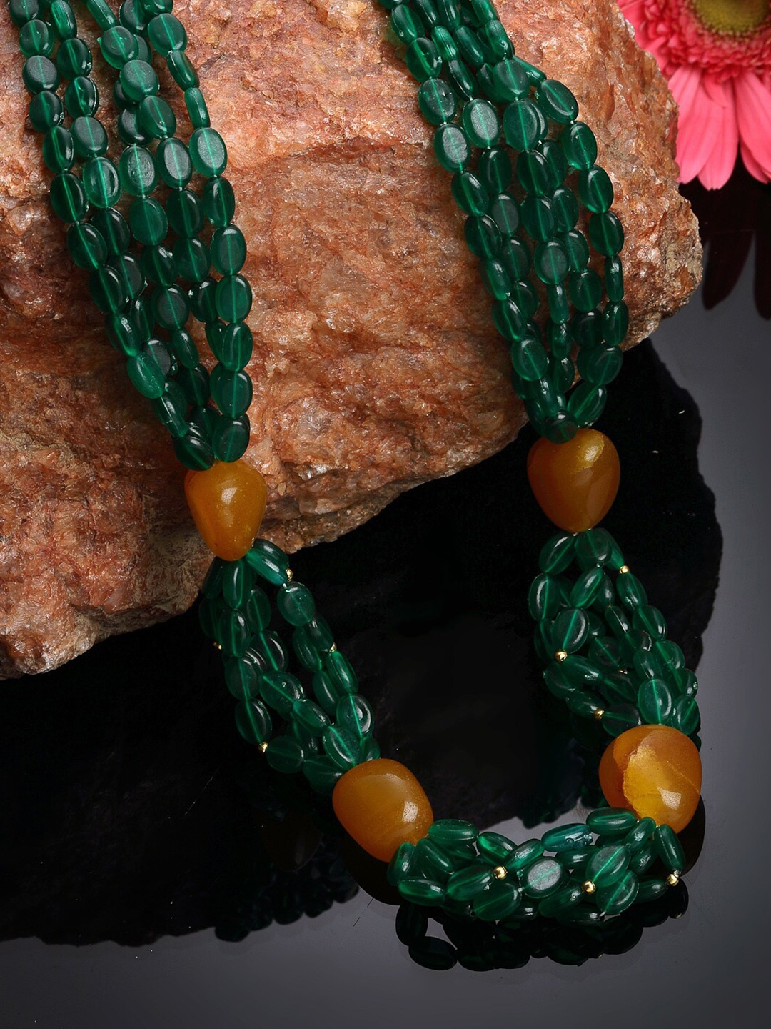 

DUGRISTYLE Gold-Plated & Green Sterling Silver Necklace