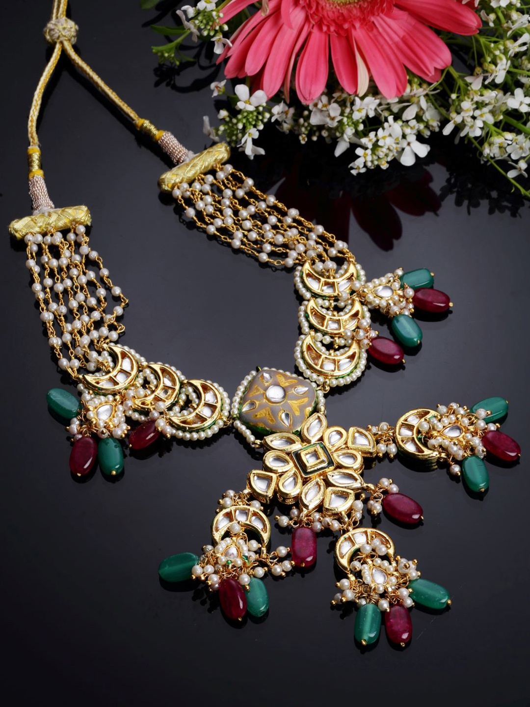 

DUGRISTYLE Gold-Plated & Green Sterling Silver Necklace