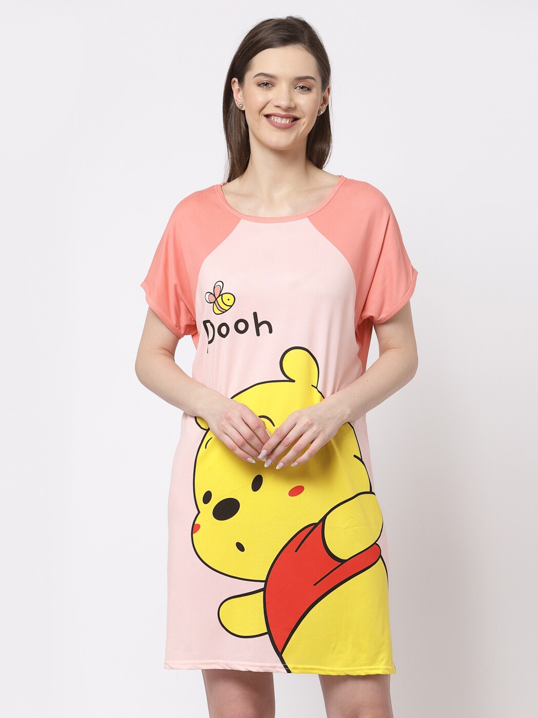 

KLOTTHE Peach-Coloured Printed Nightdress