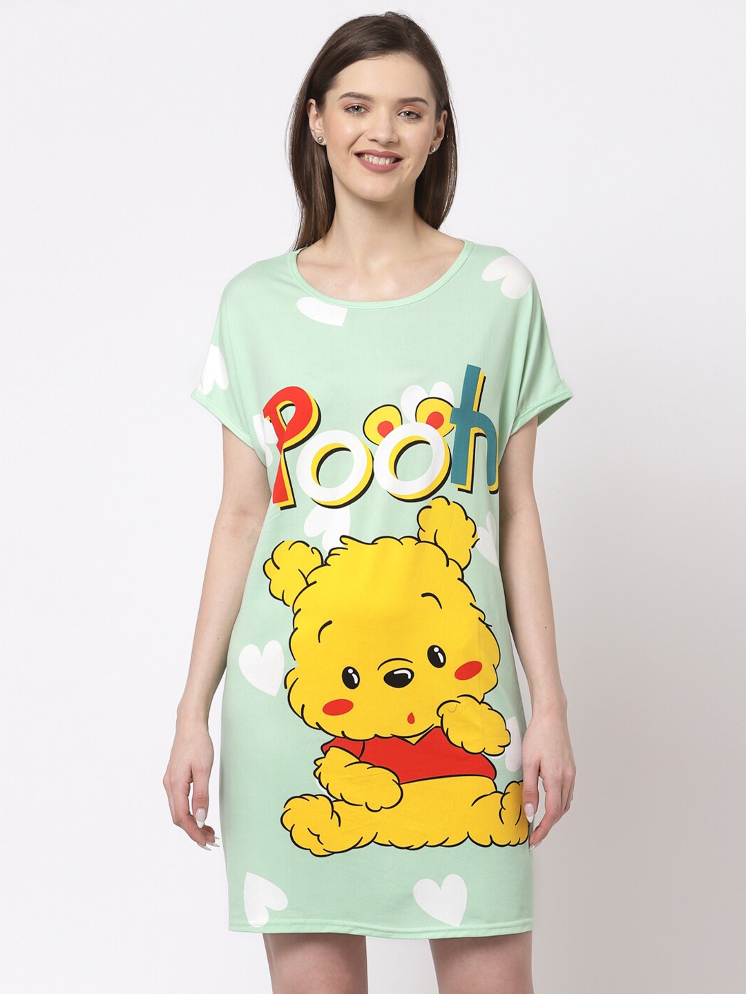 

KLOTTHE Sea Green Printed T-Shirt Nightdress