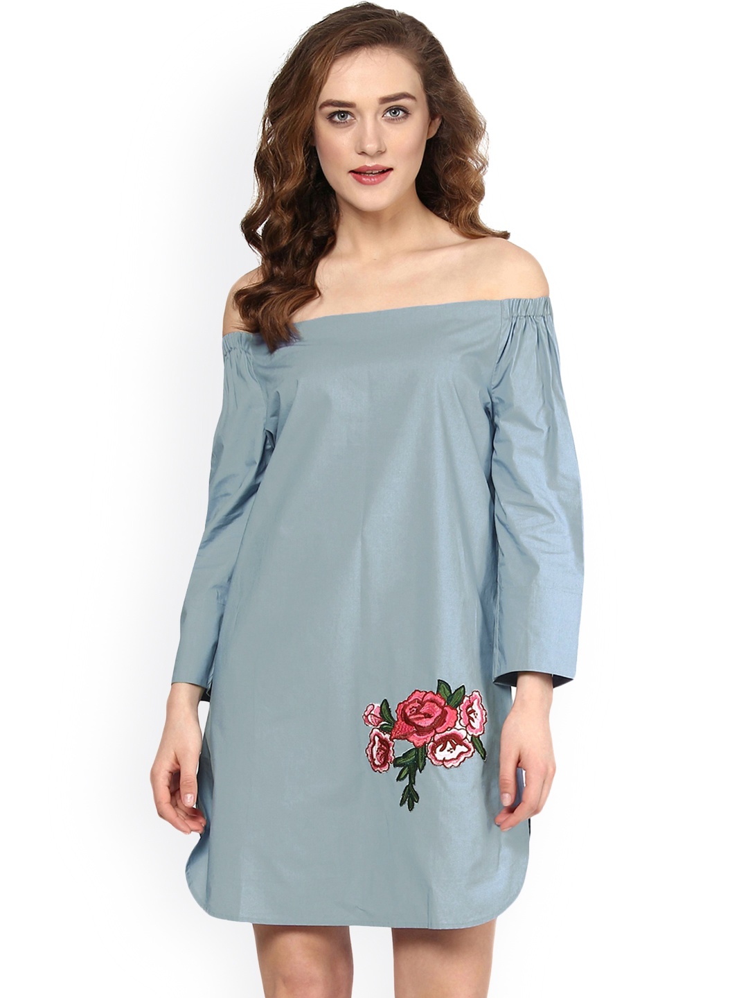 

SASSAFRAS Women Blue Bardot Dress