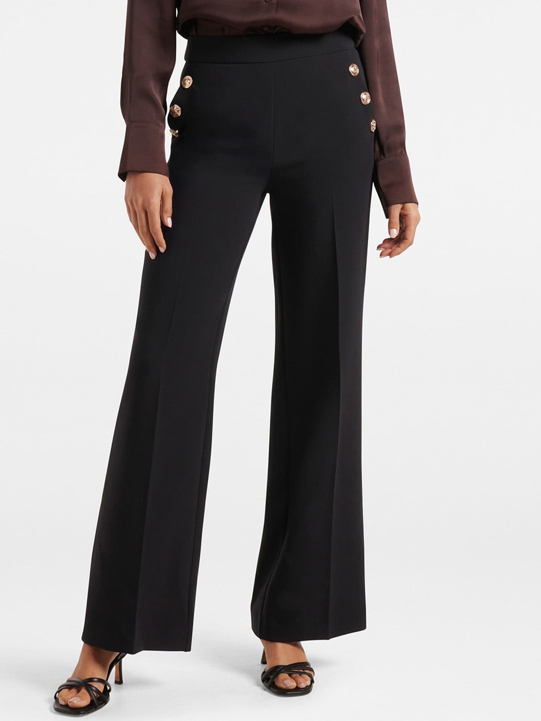 

Forever New Women Black High-Rise Bootcut Trousers