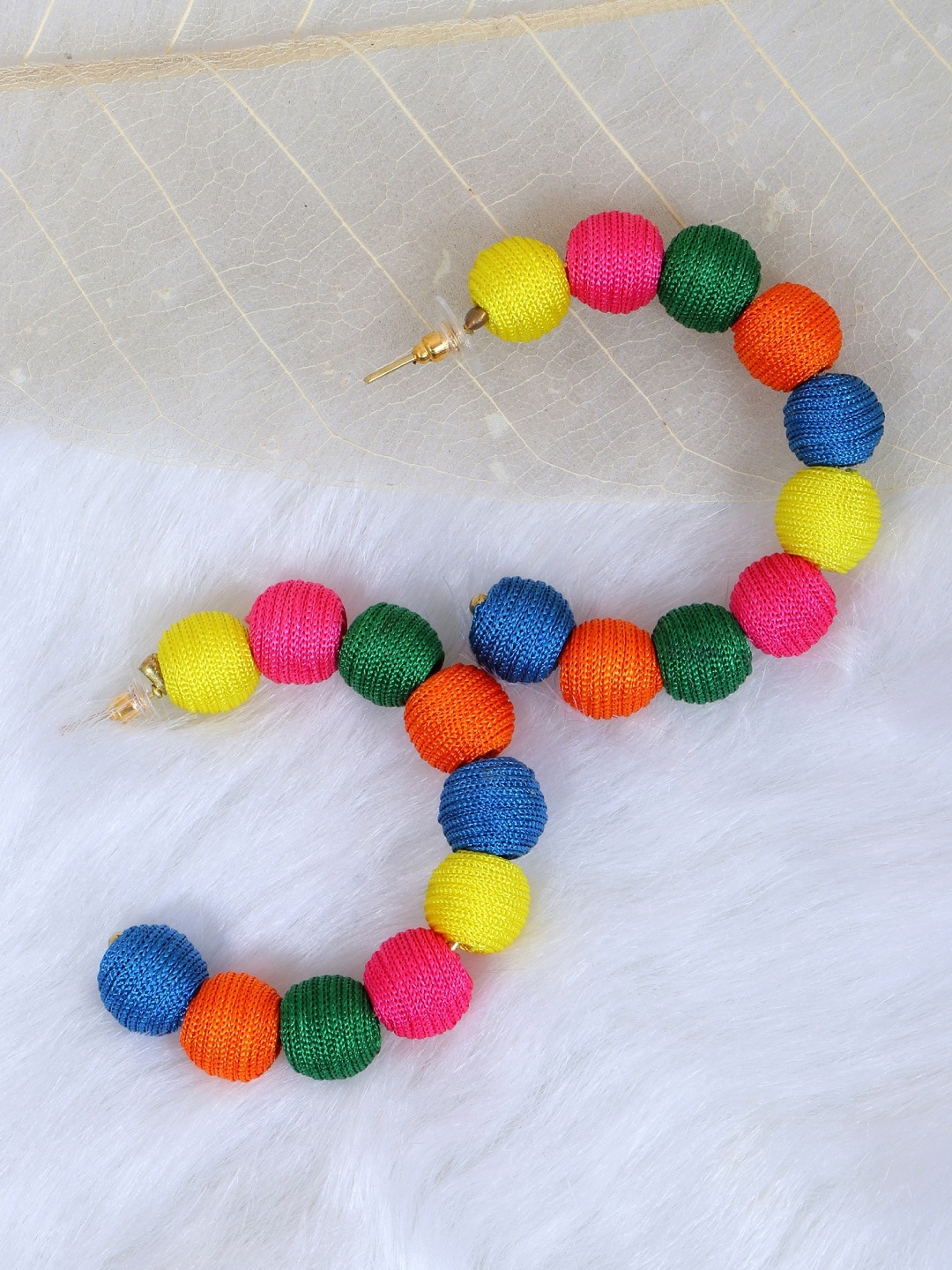 

Crunchy Fashion Gold-Toned & Multicoloured Contemporary Half Hoop Earrings