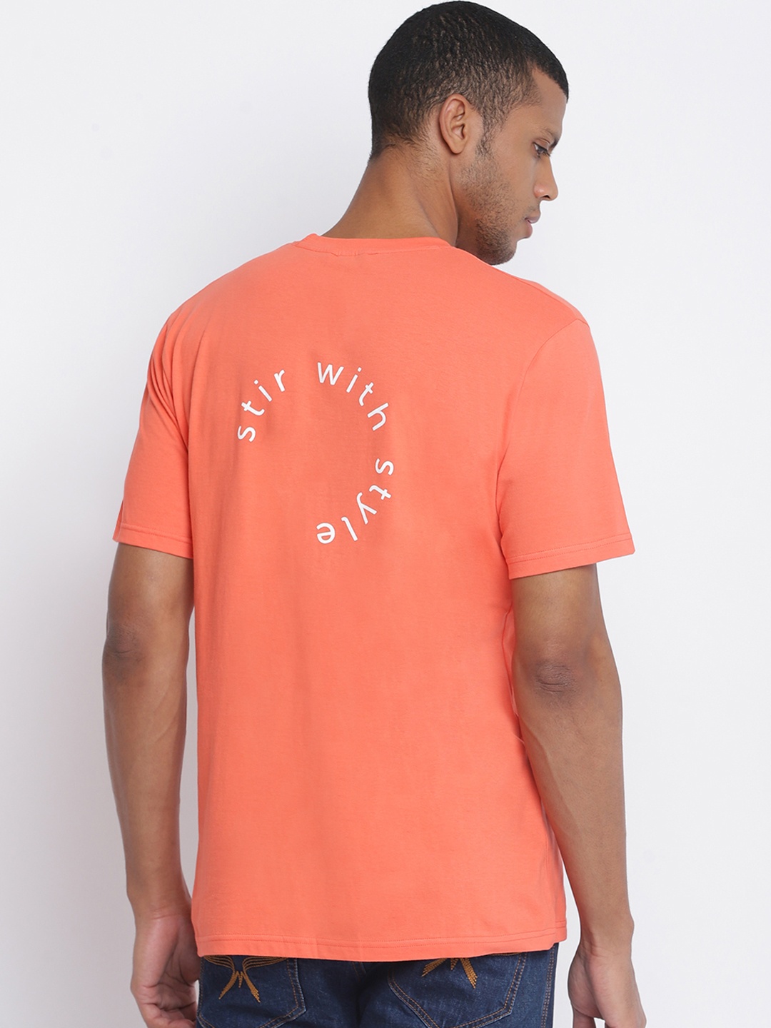 

Belliskey Men Orange & White Typography Printed T-shirt