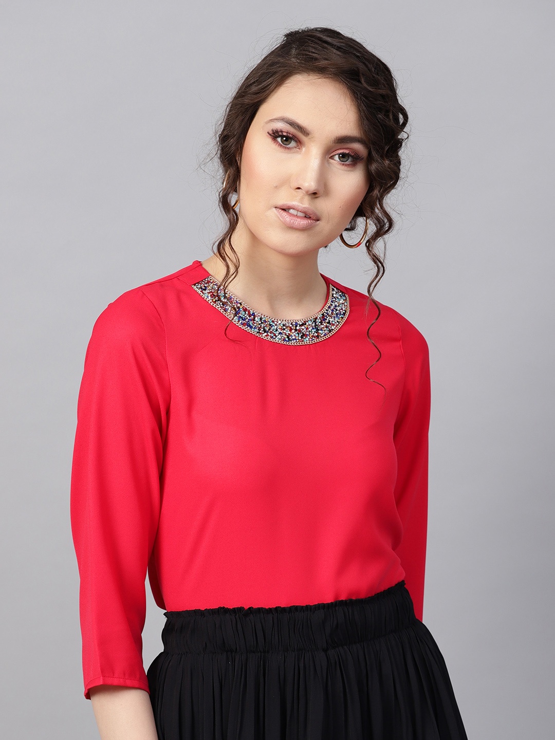 

SASSAFRAS Women Pink Solid Top