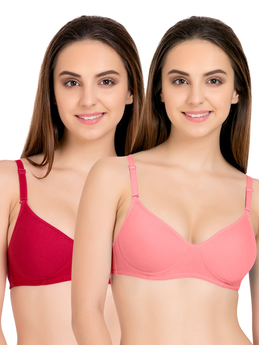 

Tweens Pack of 2 Medium-Coverage T-shirt Bras TW91301CRL, Coral