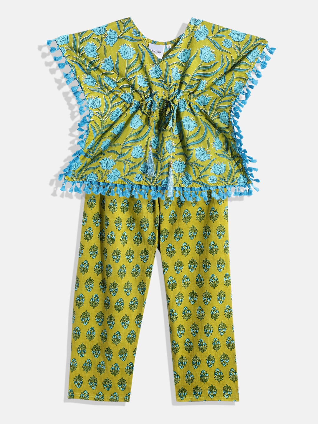 

Kidcetra Kids Girls Green Printed Cotton Clothing Set