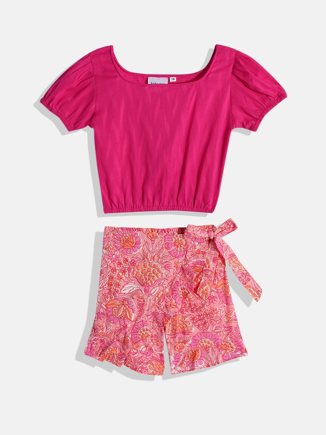 

Kidcetra Kids Girls Pink Solid Cotton Clothing Set
