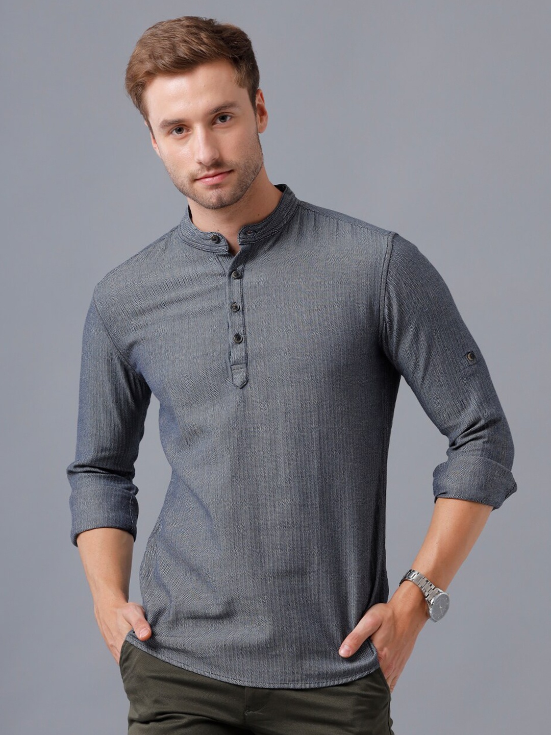 

YOVISH Men Grey Smart Slim Fit Casual Shirt