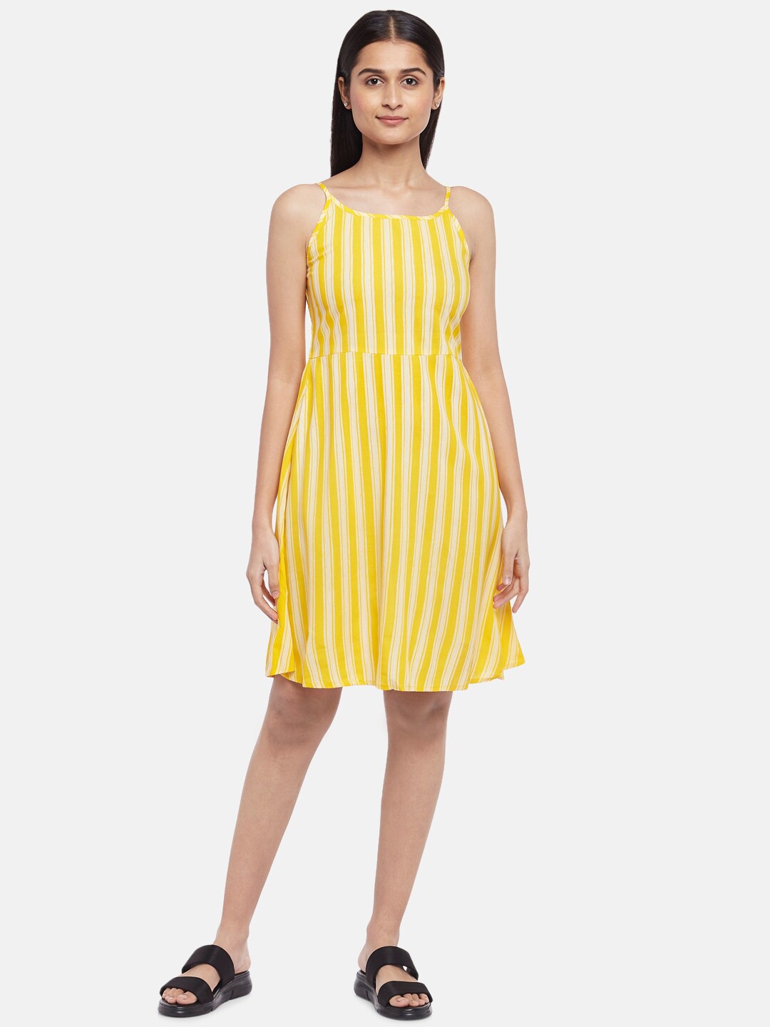 

People Women Yellow & White Striped Dress