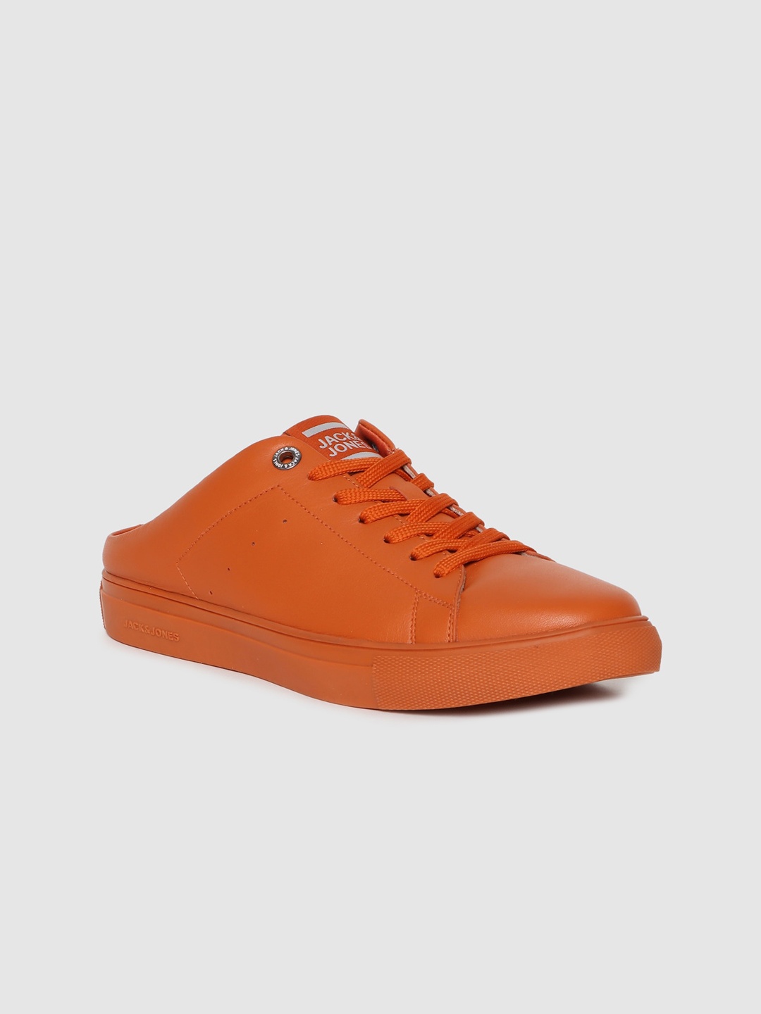 

Jack & Jones Men Orange Solid Leather Regular Height Mules