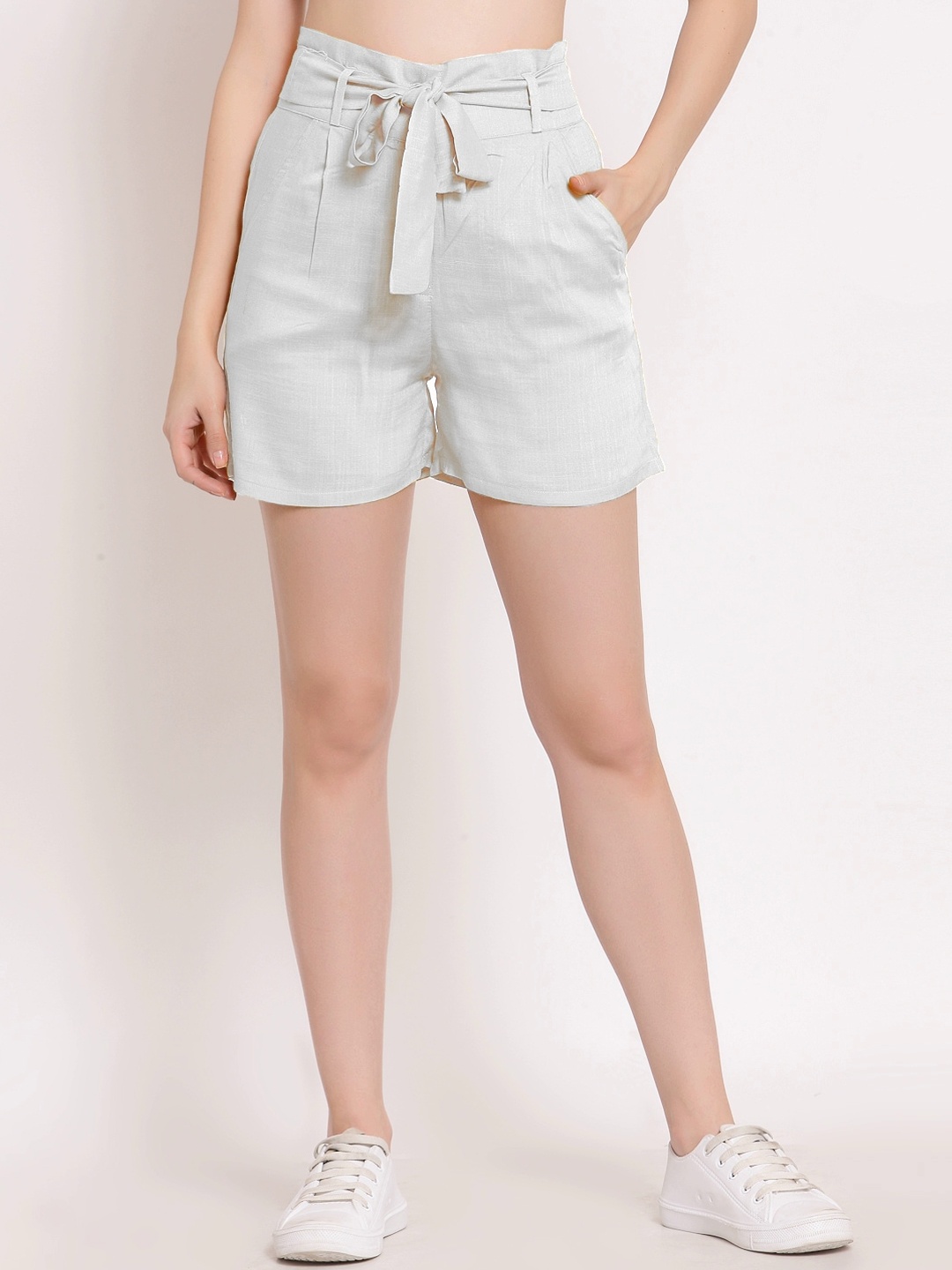 

PATRORNA Women Plus Size White High-Rise Outdoor Antimicrobial Technology Shorts