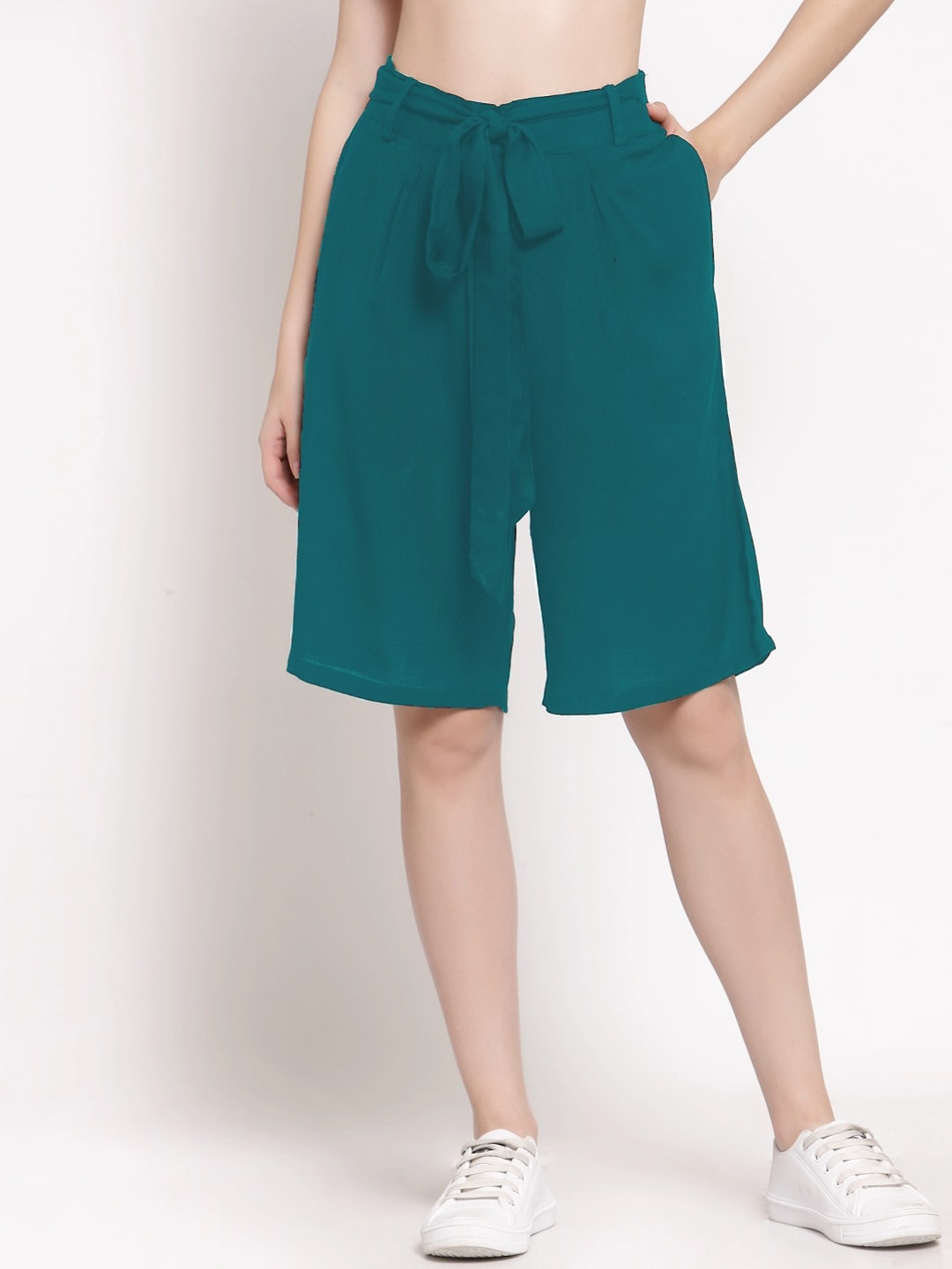

PATRORNA Women Sea Green Antimicrobial Technology Cotton Shorts