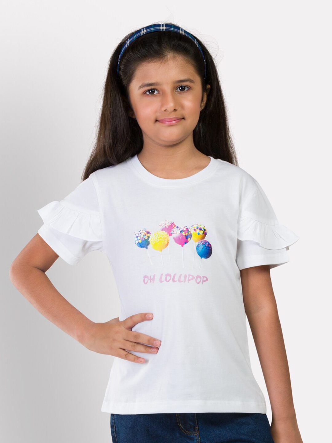

Growing Tree Girls White Printed Top