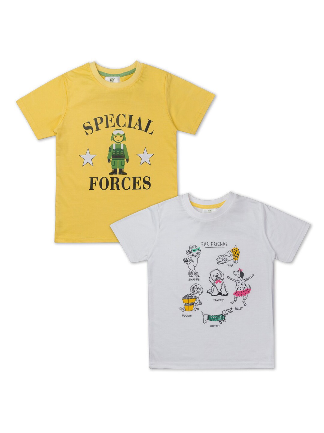 

Growing Tree Kids Yellow & Grey Typography Printed T-shirt Pack Of 2