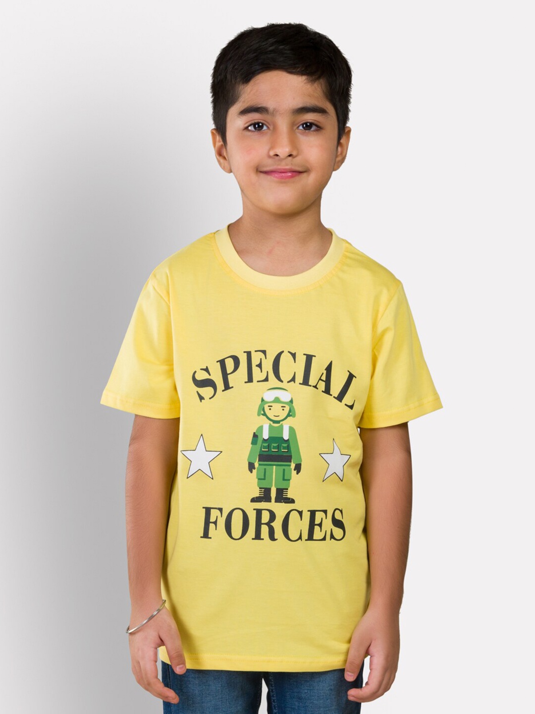 

Growing Tree Kids Yellow & Green Typography Printed T-shirt
