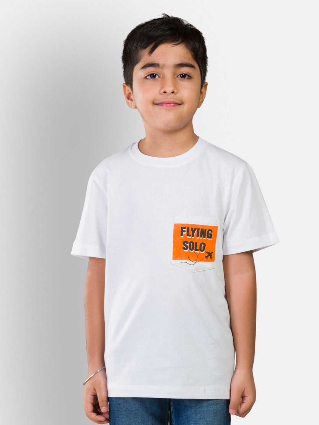 

Growing Tree Kids White & Orange Typography T-shirt