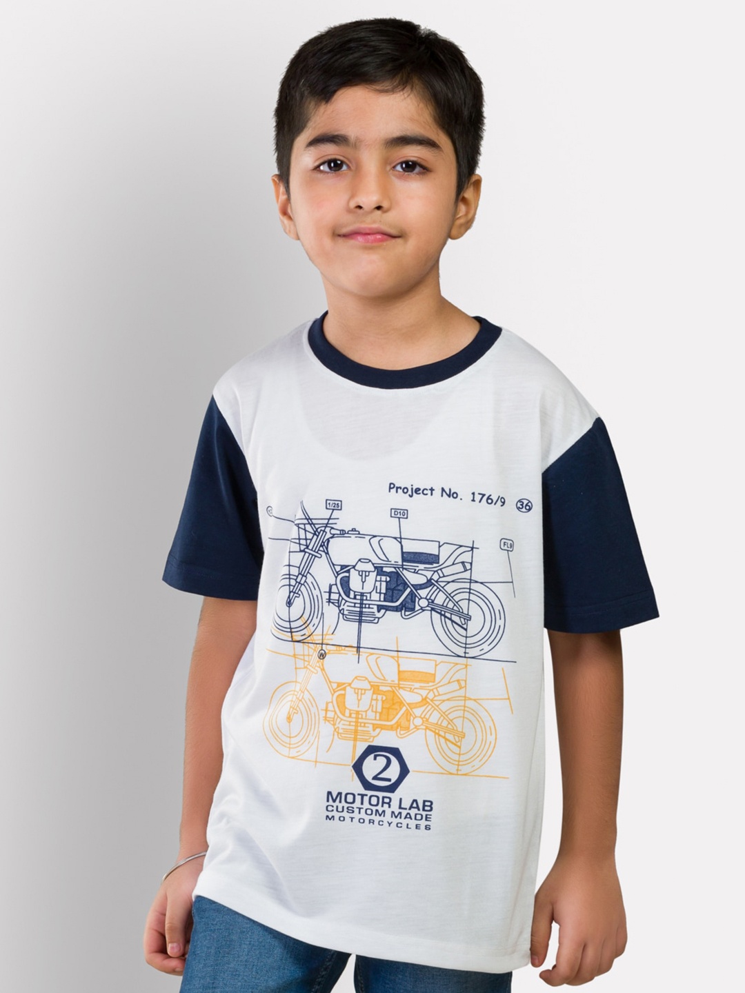 

Growing Tree Kids White Printed Relaxed-Fit Cotton T-shirt