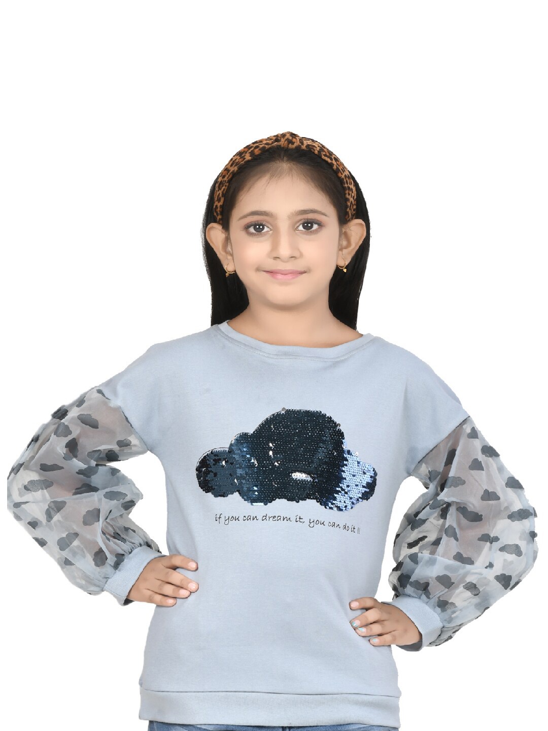 

Growing Tree Blue Embellished Top