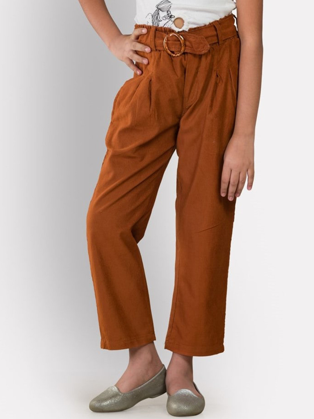 

Growing Tree Girls Brown Straight Fit Corduroy Pleated Trousers
