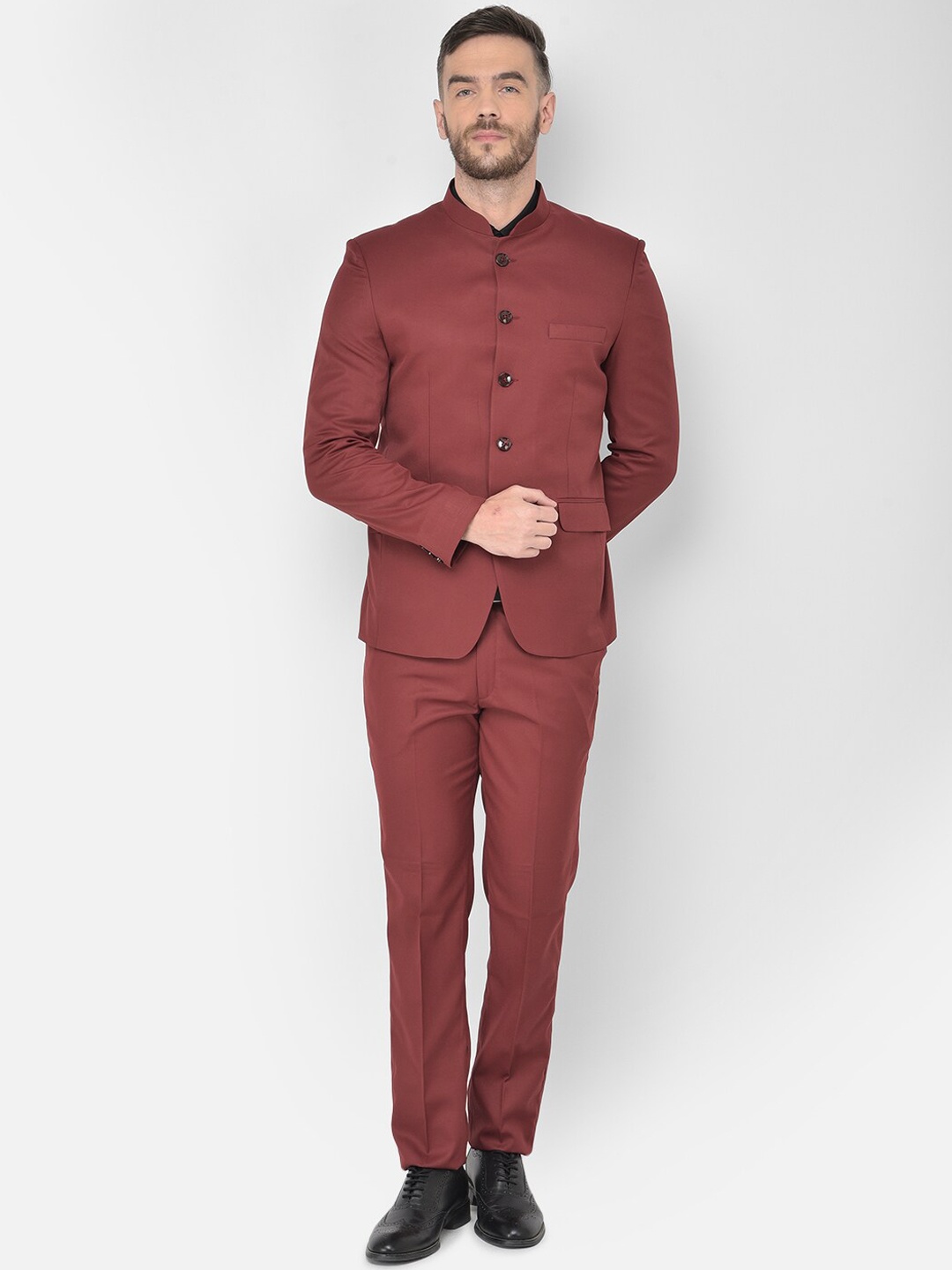 

SG RAJASAHAB Men Maroon Bandhgala Suit