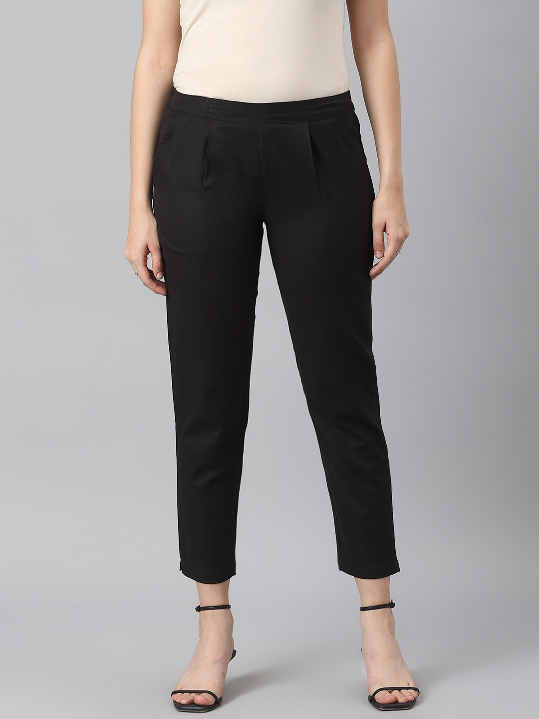 

KALINI Women Black Pleated Trousers
