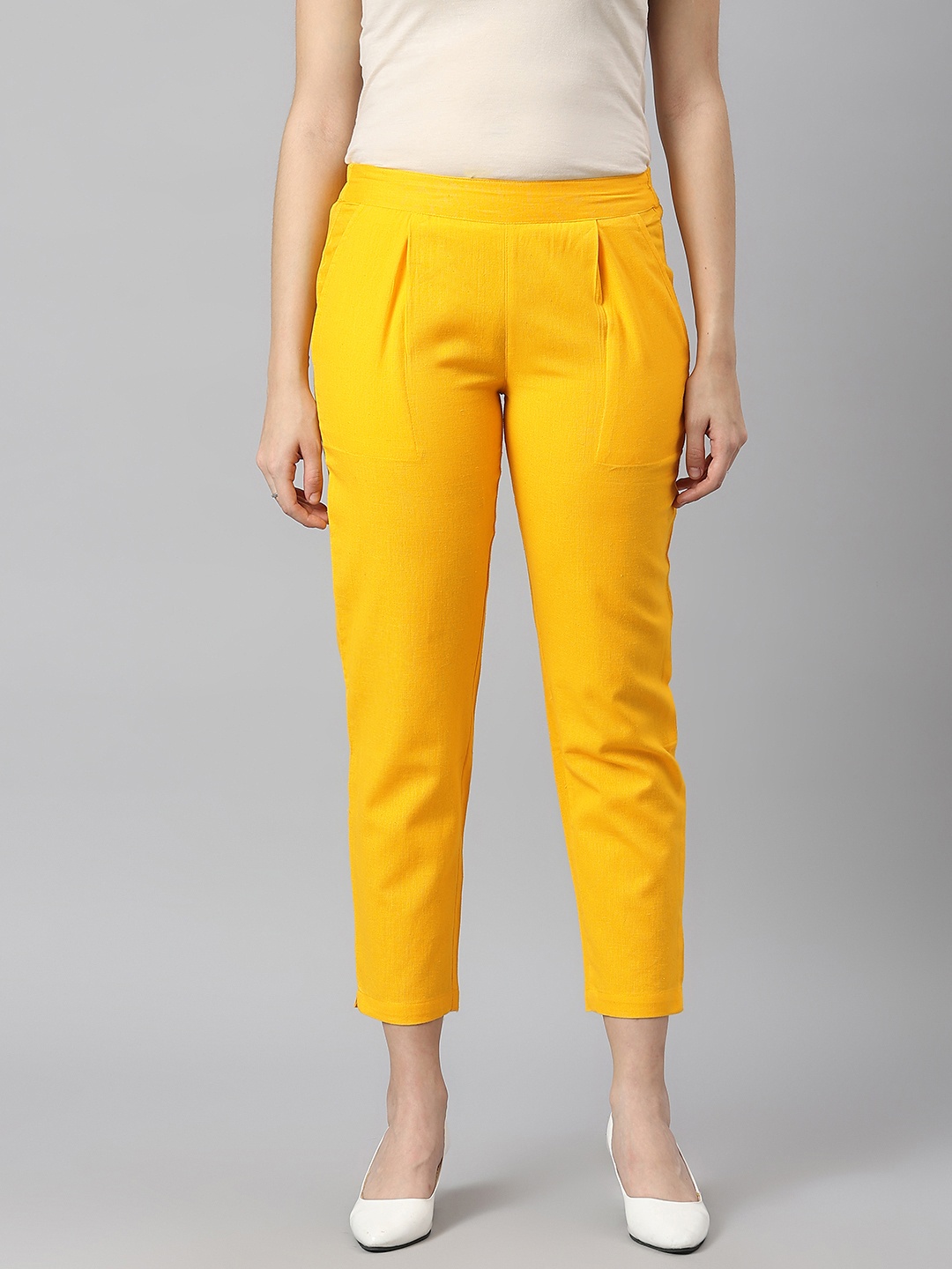

KALINI Women Yellow Pleated Trousers