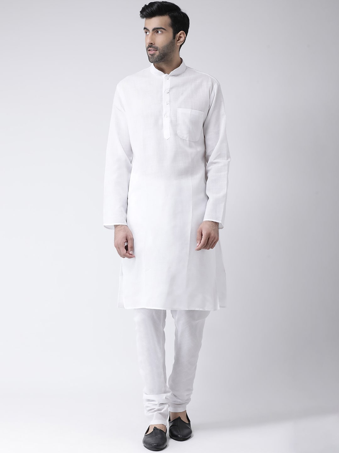 

SG LEMAN Men White Pure Cotton Kurta with Churidar
