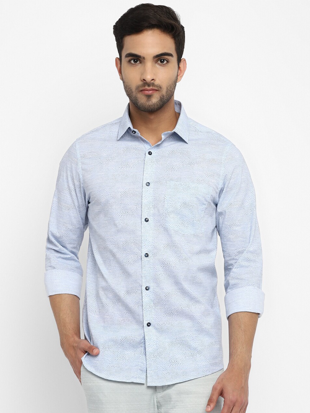 

Turtle Men Blue Slim Fit Floral Printed Casual Shirt